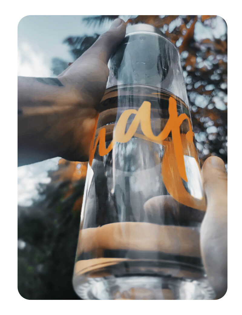 clyp Trinkflasche 1 Liter • aus Borosilikatglas